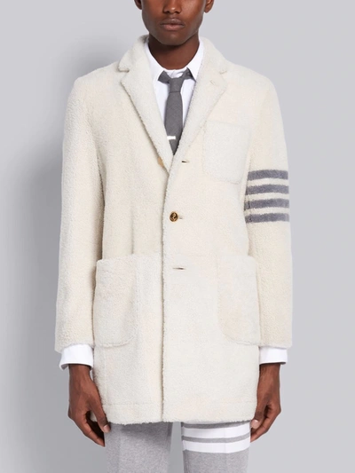 Thom Browne 4-bar Shearling Sack Overcoat In White