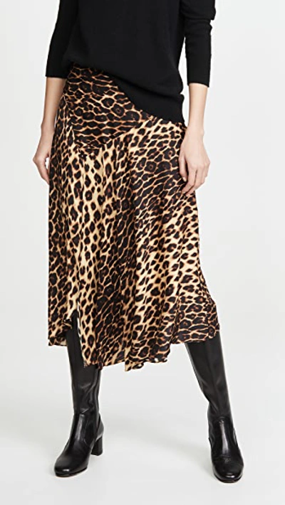 A.l.c Lev Leopard Print Asymmetrical Stretch Silk Midi Skirt In Animal