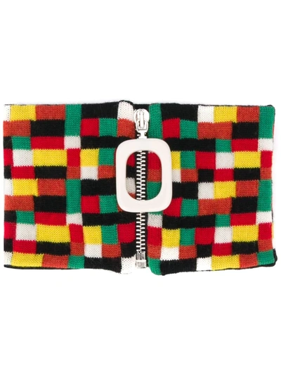 Jw Anderson Multicolor Wool Knit Neckband In Red