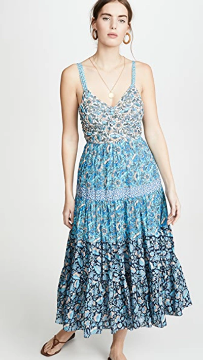 La Vie Rebecca Taylor Mixed Floral Print Midi Dress In Multi