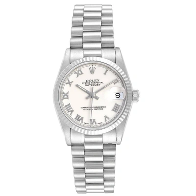 Rolex President Datejust Midsize White Gold Ladies Watch 68279 In Not Applicable