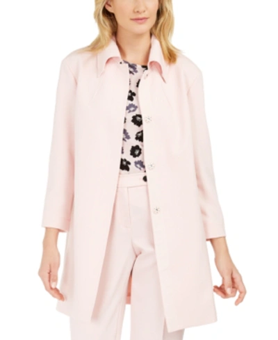 Anne Klein Ridge Crest Twill Topper Jacket In Pink