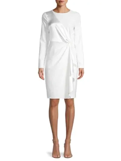 Dkny Ruffled Long-sleeve Dress In New Ivory