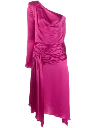 Each X Other Satin One-shoulder Asymmetric A-line Dress In Pink