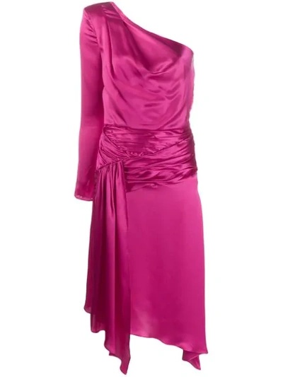 hot pink asymmetric wrap neck dress Kiraz Asymmetric Scarf-Detail Mini Dress in Hot Pink main image 1