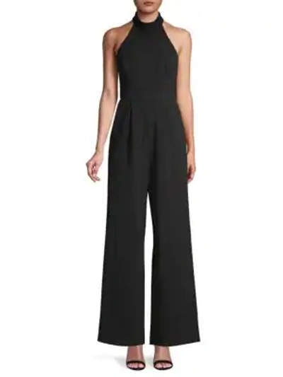 Calvin Klein Halterneck Wide-leg Jumpsuit In Black