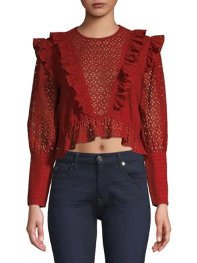 Robert Rodriguez Charlotte Eyelet Lace Blouse In Dahlia