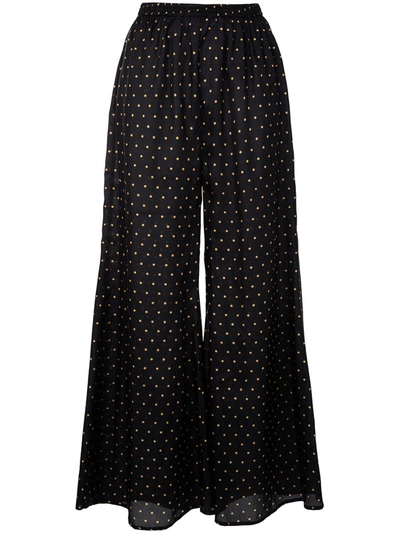 Mes Demoiselles Biga Polka-dot Silk-satin Wide-leg Trousers In Black