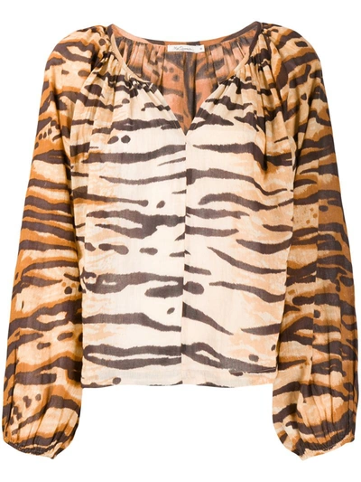 Mes Demoiselles Birmania Tiger-print Cotton-voile Blouse In Assorted