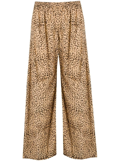 Mes Demoiselles Rosario Leopard-print Crepe Wide-leg Trousers In Neutrals