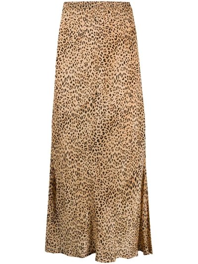 Mes Demoiselles Roseton Leopard-print Crepe Midi Skirt In Neutrals