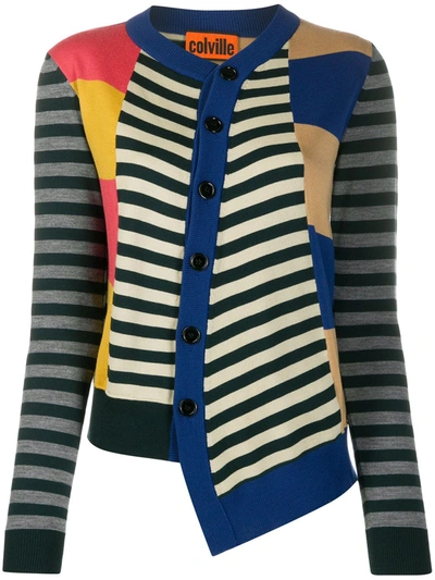Colville Asymmetric Striped Wool Cardigan In Multicolor