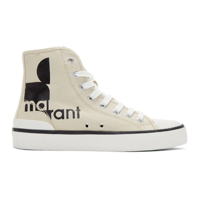 Isabel Marant Benkeen Logo-print Canvas High-top Trainers In Beige