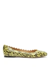 Chloé Lauren Python-effect Leather Ballet Flats In Iced Lime Snakeskin