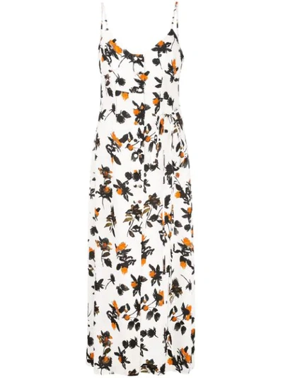 Derek Lam Floating Floral Camisole Dress In White