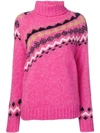 Derek Lam 10 Crosby Diagonal Fair Isle Sweater In Pink