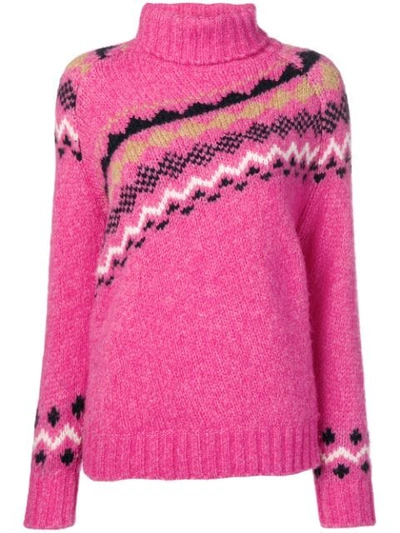 Derek Lam 10 Crosby Diagonal Fair Isle Sweater In Pink