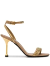 Prada Sequin-embellished 90mm Sandals In Gold