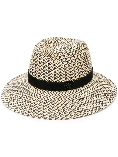 Maison Michel Woven Panama Fedora Hat In Neutrals