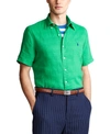 Polo Ralph Lauren Classic Fit Short-sleeve Linen Shirt In Golf Green