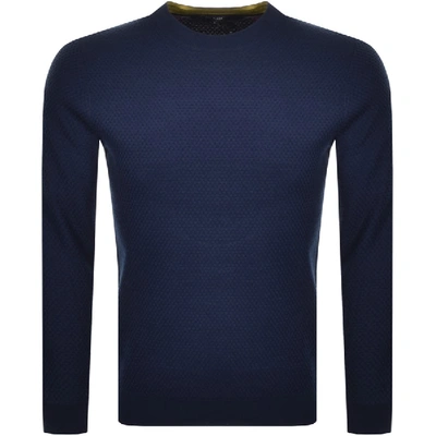 Ted Baker Seer Waffle-stitch Crewneck Sweater In Navy