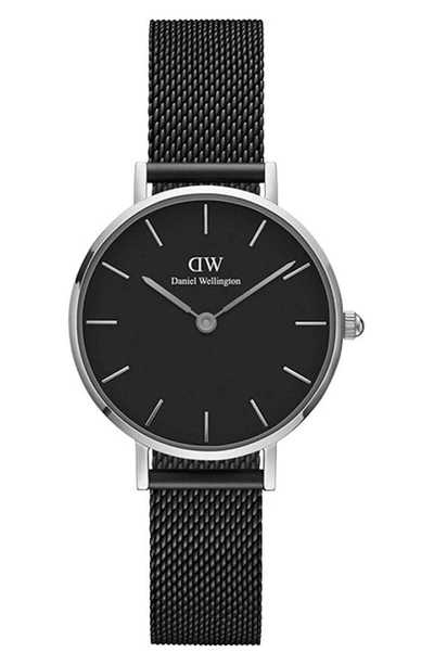 Daniel Wellington Petite Ashfield Black Dial & Mesh Bracelet Watch, 36mm In Silver/black