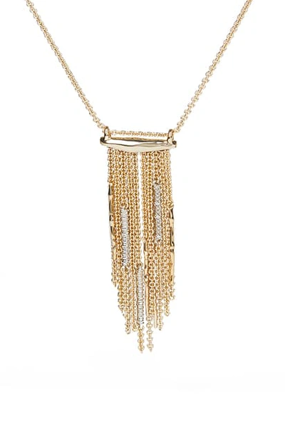 Alexis Bittar Spiked Fringe Pendant Long Necklace, 32 In 10k Gold With Rhodium