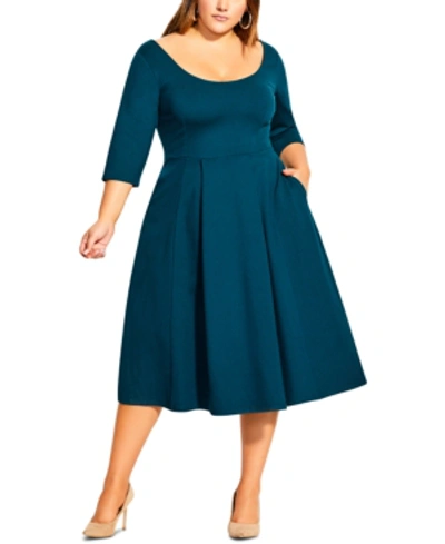 City Chic Plus Scoop-neck Fit-and-flare Dress In Emerald