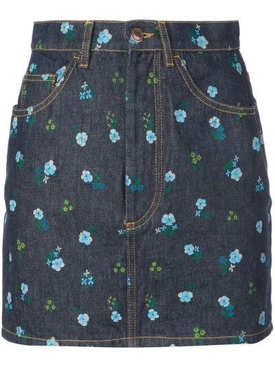 Marc Jacobs The Mini Floral Print Skirt In Blue/multi