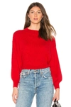 Line & Dot Funnel Neck Ribbed Sweater In Red