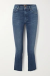 Mother The Insider Crop Distressed High-rise Flared Jeans In The Road To Paradise