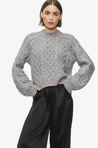 Anine Bing Aime Cable Sweater In Grey