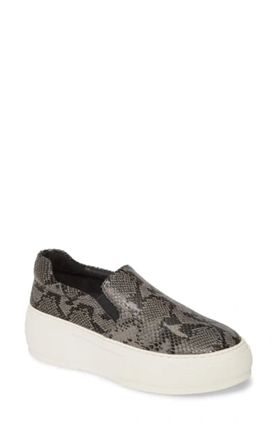 J/slides Cleo Platform Slip-on Sneaker In Black/ Grey Suede