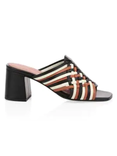 Souliers Martinez Punta Rasa Woven Leather Mules In Multicolor