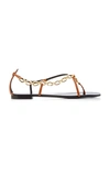 Giuseppe Zanotti Nuvrock Flat Chain-trimmed Leather Sandals In Brown
