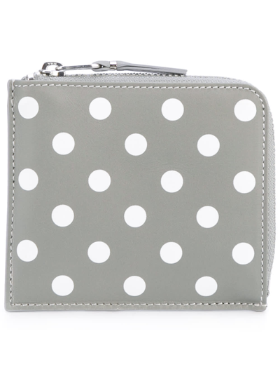 Comme Des Garçons Dots Printed Wallet In Gray