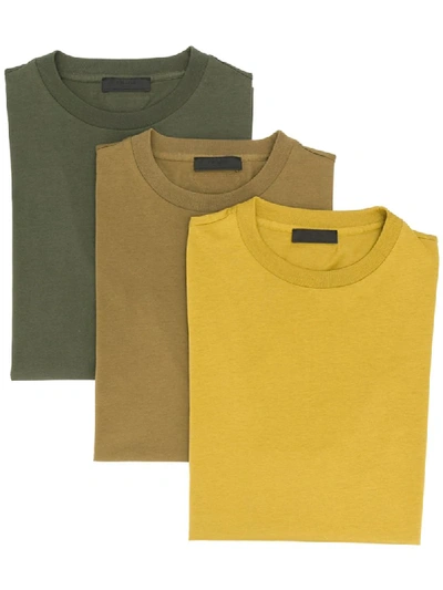 Prada Jersey T-shirt Three Pack In Green