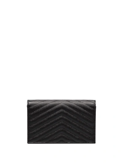 Saint Laurent Malt Monogram Envelope Clutch Bag In Black