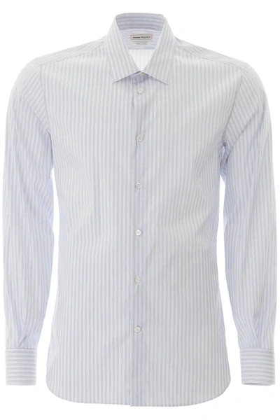 Alexander Mcqueen Striped Shirt In Light Blue,white