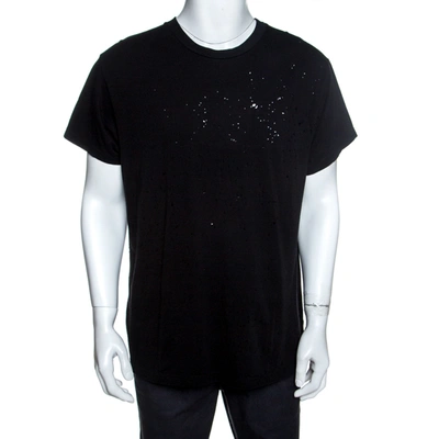 Pre-owned Amiri Black Cotton Rib Knit Shotgun T-shirt M