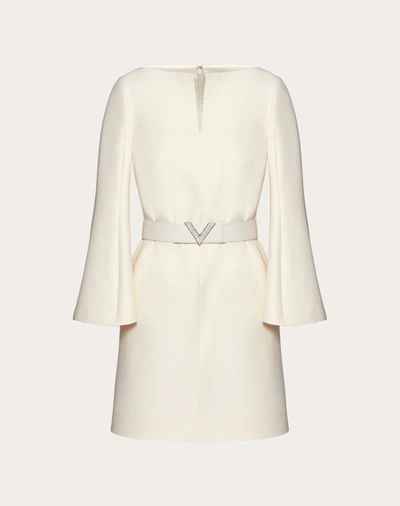 Valentino Crepe Couture Dress With V Pavé Belt In Ivory