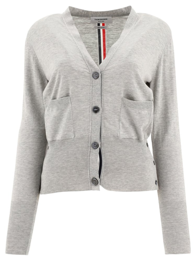 Thom Browne Relaxed Fit V-neck Cardigan In Grey