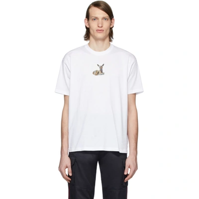 Burberry Deer-print Cotton-blend T-shirt In White