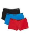 2(x)ist 3-pack Stretch Cotton No-show Trunks In Red Black Blue
