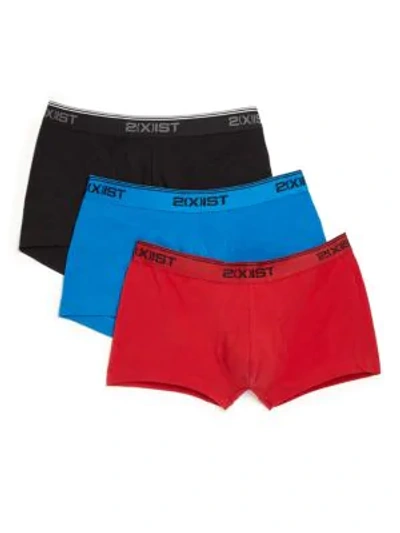 2(x)ist 3-pack Stretch Cotton No-show Trunks In Red Black Blue