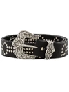 Black & Brown Lara Studded Textured-leather Belt In Black