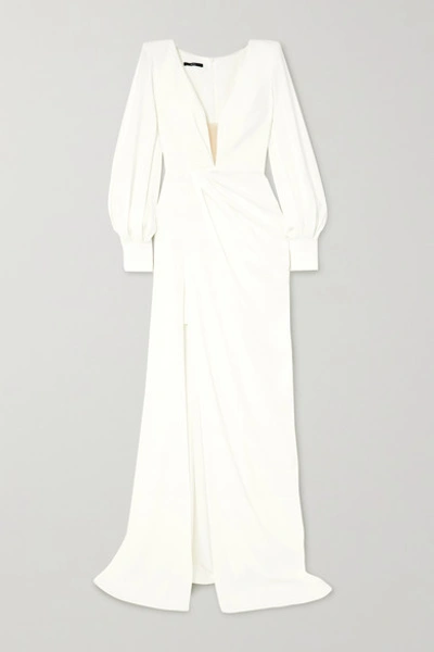 Alex Perry Clark Twisted Full-sleeve Gown In White