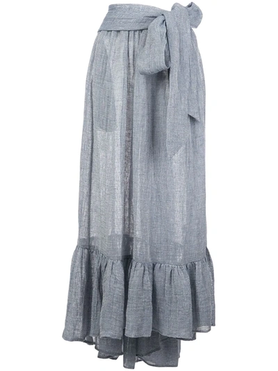 Lisa Marie Fernandez + Net Sustain Nicole Ruffled Linen-blend Gauze Maxi Skirt In Light Blue