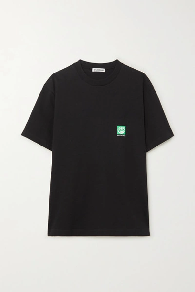 Balenciaga Printed Cotton-jersey T-shirt In Black