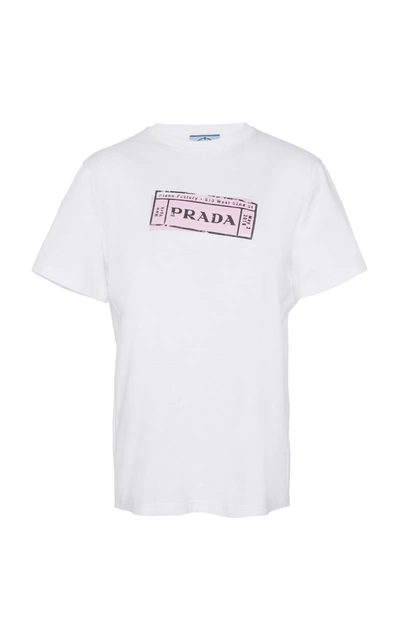 Prada Printed Cotton-jersey T-shirt In White
